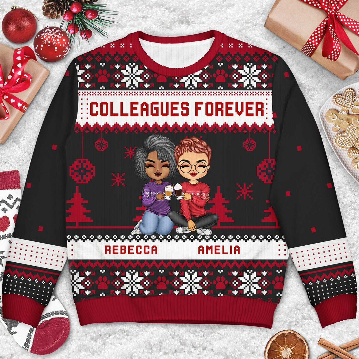 Best Team Ever - Christmas Gift For Colleagues, BFF Best Friends, Besties - Personalized Unisex Ugly Sweater