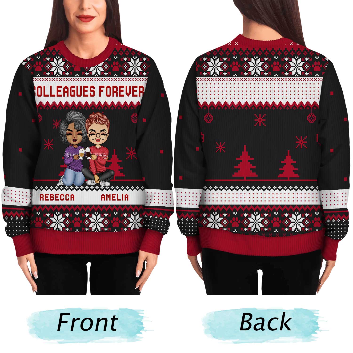 Best Team Ever - Christmas Gift For Colleagues, BFF Best Friends, Besties - Personalized Unisex Ugly Sweater