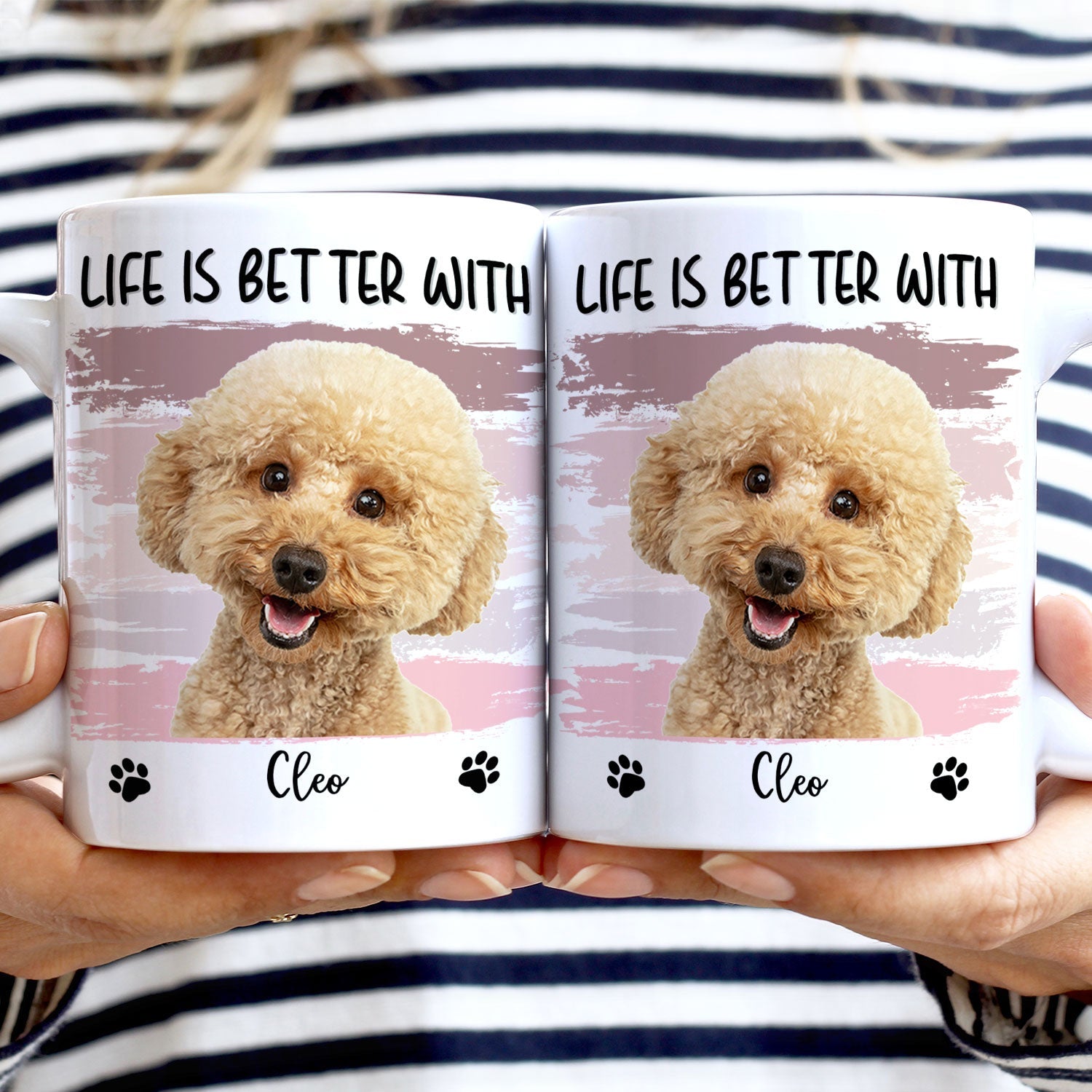 Custom Photo Life Is Better With Dog Cat - Gift For Pet Lovers - Personalized White Edge-to-Edge Mug