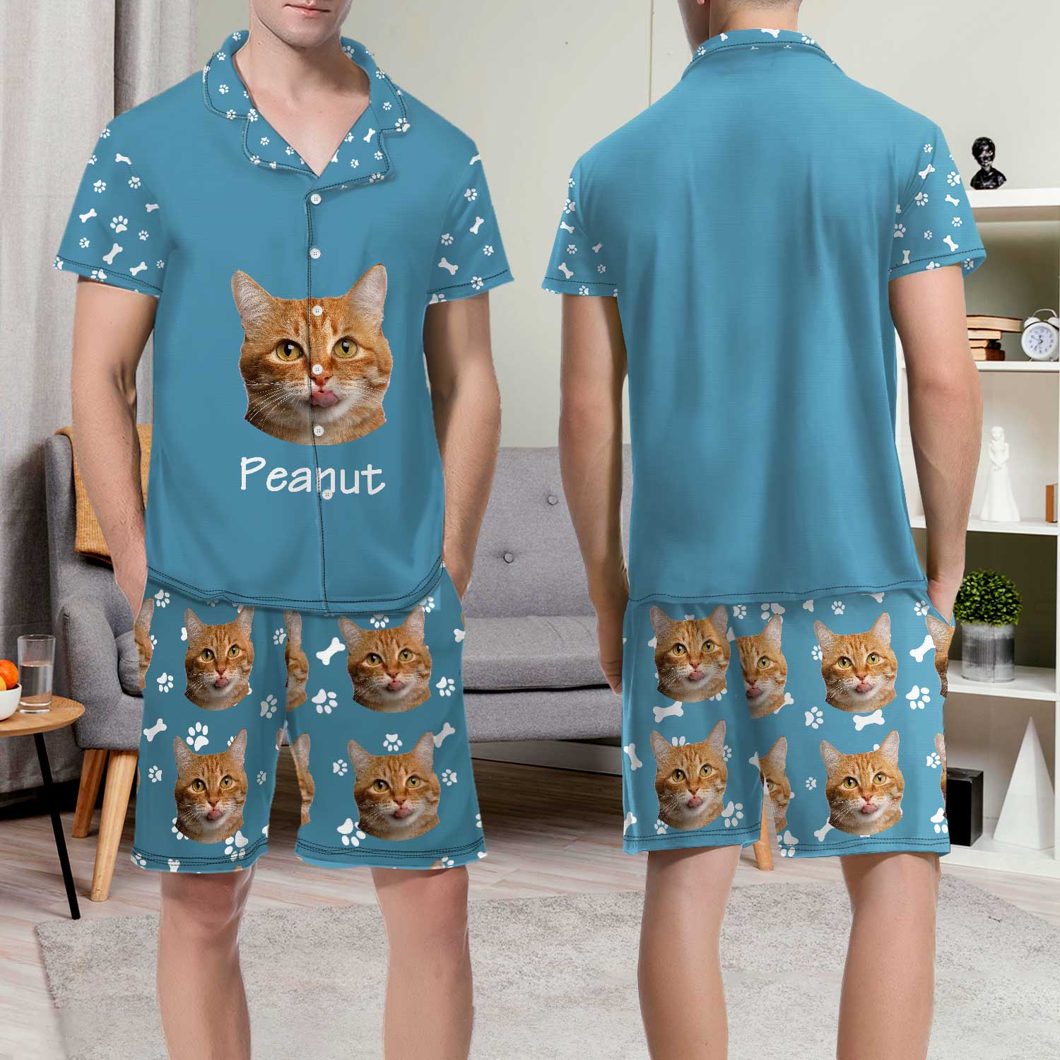 Custom Photo Pet Faces - Gift For Dog Lovers, Cat Lovers - Personalized Short Pajamas Set