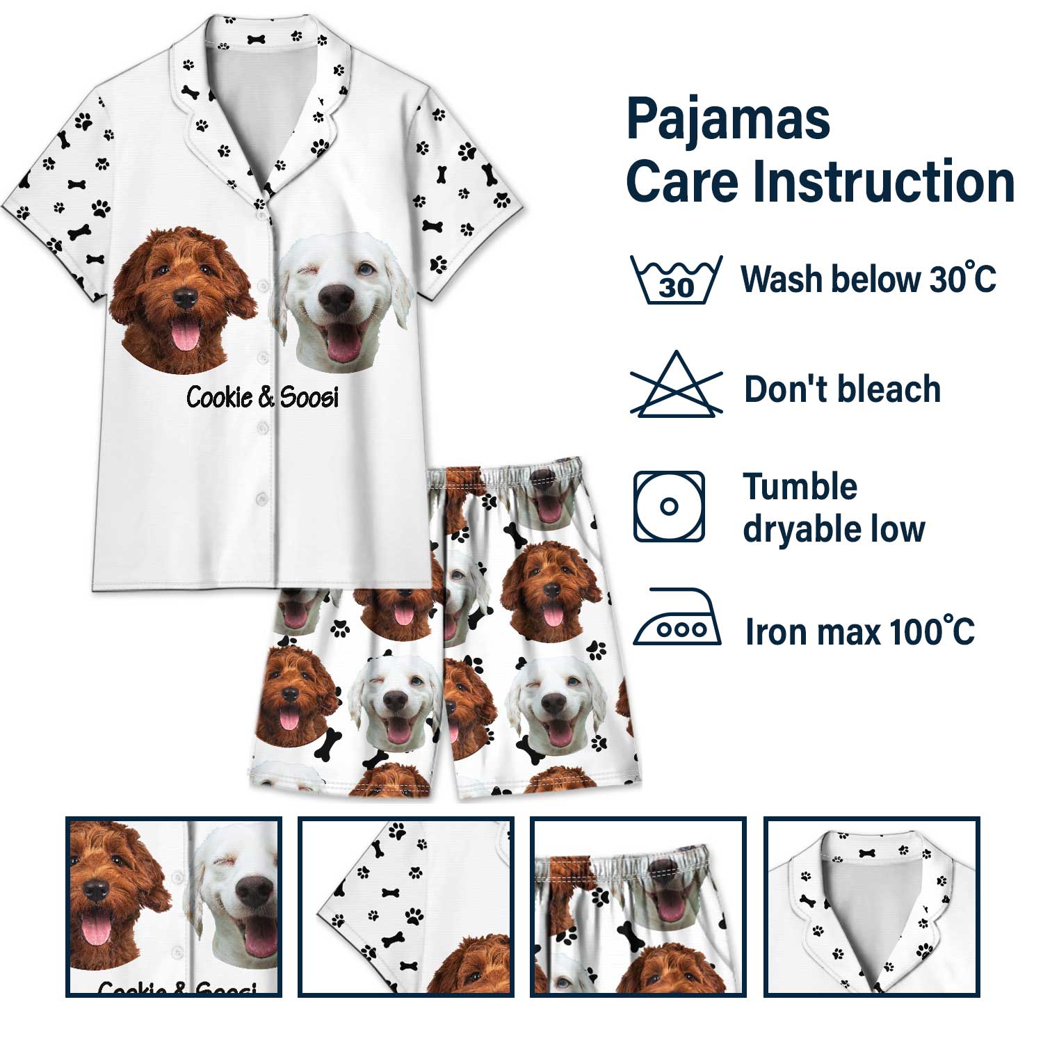 Custom Photo Pet Faces - Gift For Dog Lovers, Cat Lovers - Personalized Short Pajamas Set