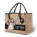 Cat Mom Funny Cartoon Style - Gift For Cat Lovers - Personalized Leather Bag