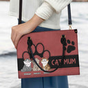 Cat Mom Funny Cartoon Style - Gift For Cat Lovers - Personalized Leather Bag