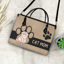 Cat Mom Funny Cartoon Style - Gift For Cat Lovers - Personalized Leather Bag