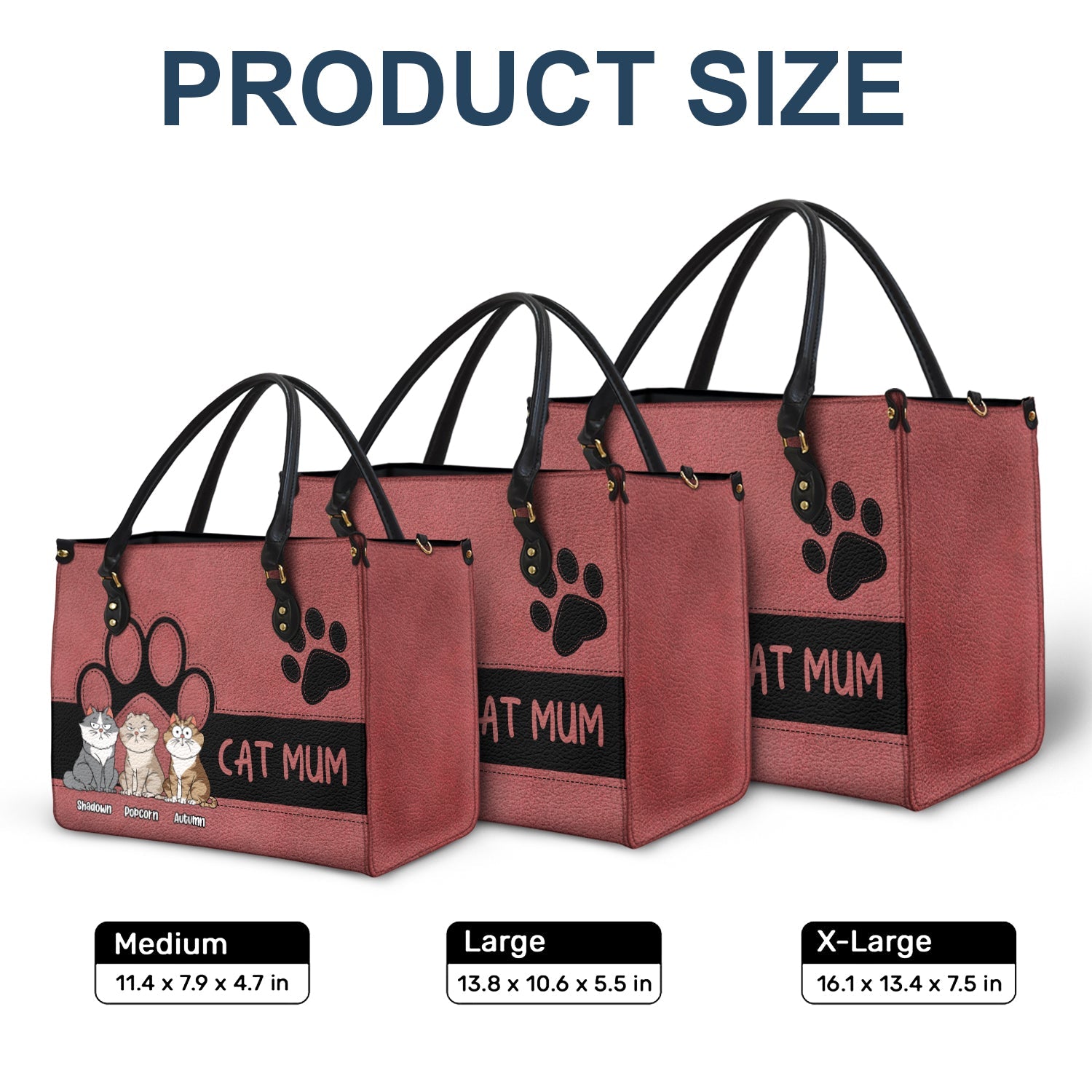 Cat Mom Funny Cartoon Style - Gift For Cat Lovers - Personalized Leather Bag