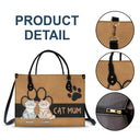 Cat Mom Funny Cartoon Style - Gift For Cat Lovers - Personalized Leather Bag