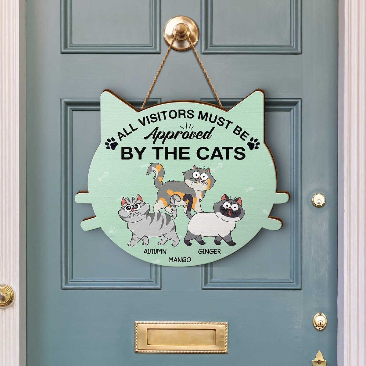 All Visitors Must Be Approved By The Cats - Gift For Cat Lovers - Personalized Custom Shaped Wood Sign