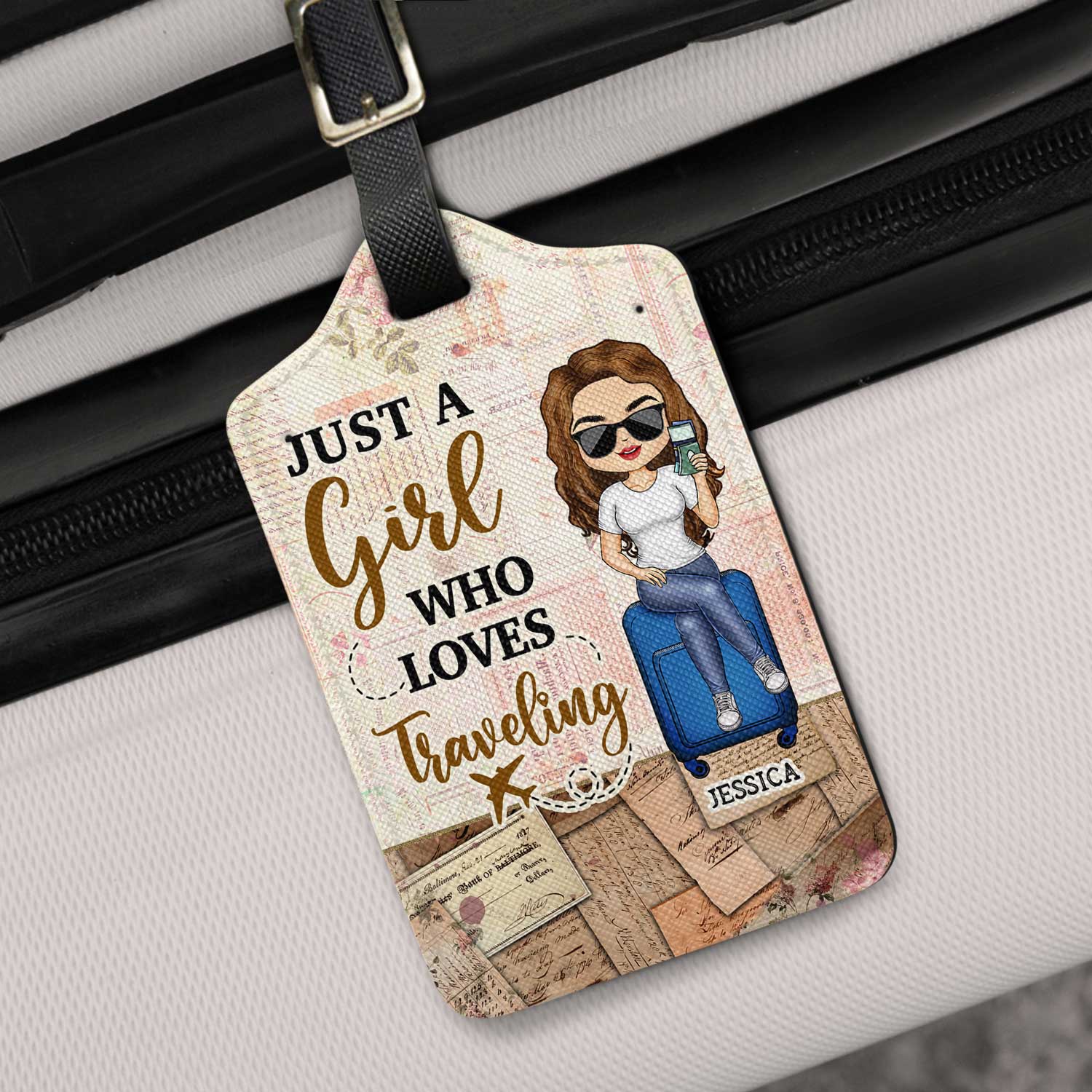 Just A Girl Who Loves Traveling - Gift For Travel Lovers - Personalized Luggage Tag