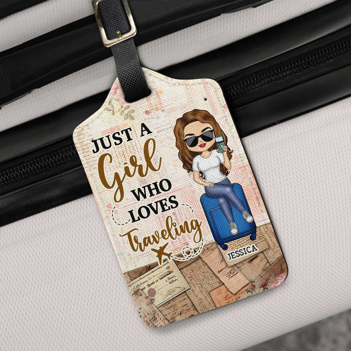 Just A Girl Who Loves Traveling - Gift For Travel Lovers - Personalized Luggage Tag