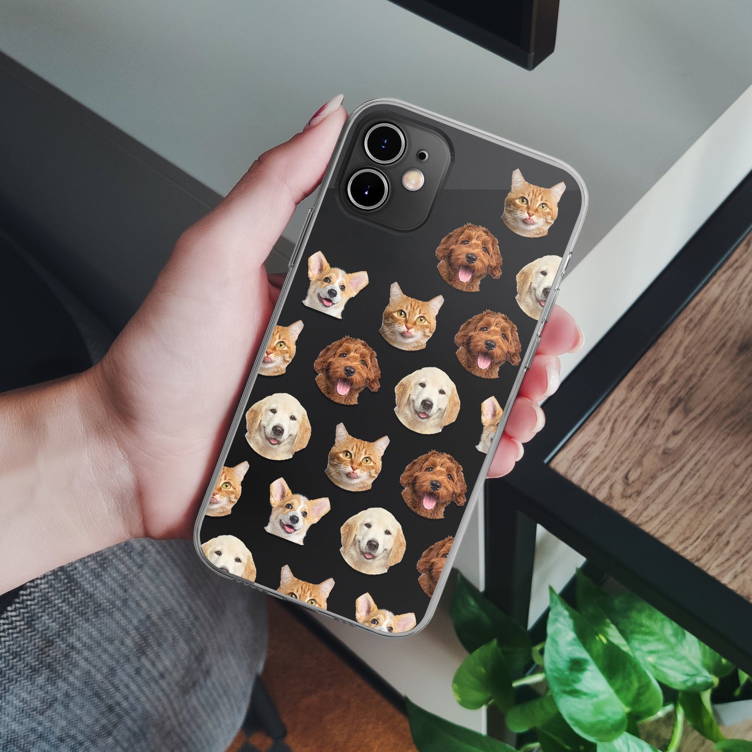 Custom Photo Pet Human Faces - Gift For Dog Lovers, Cat Lovers, Men, Women - Personalized Clear Phone Case