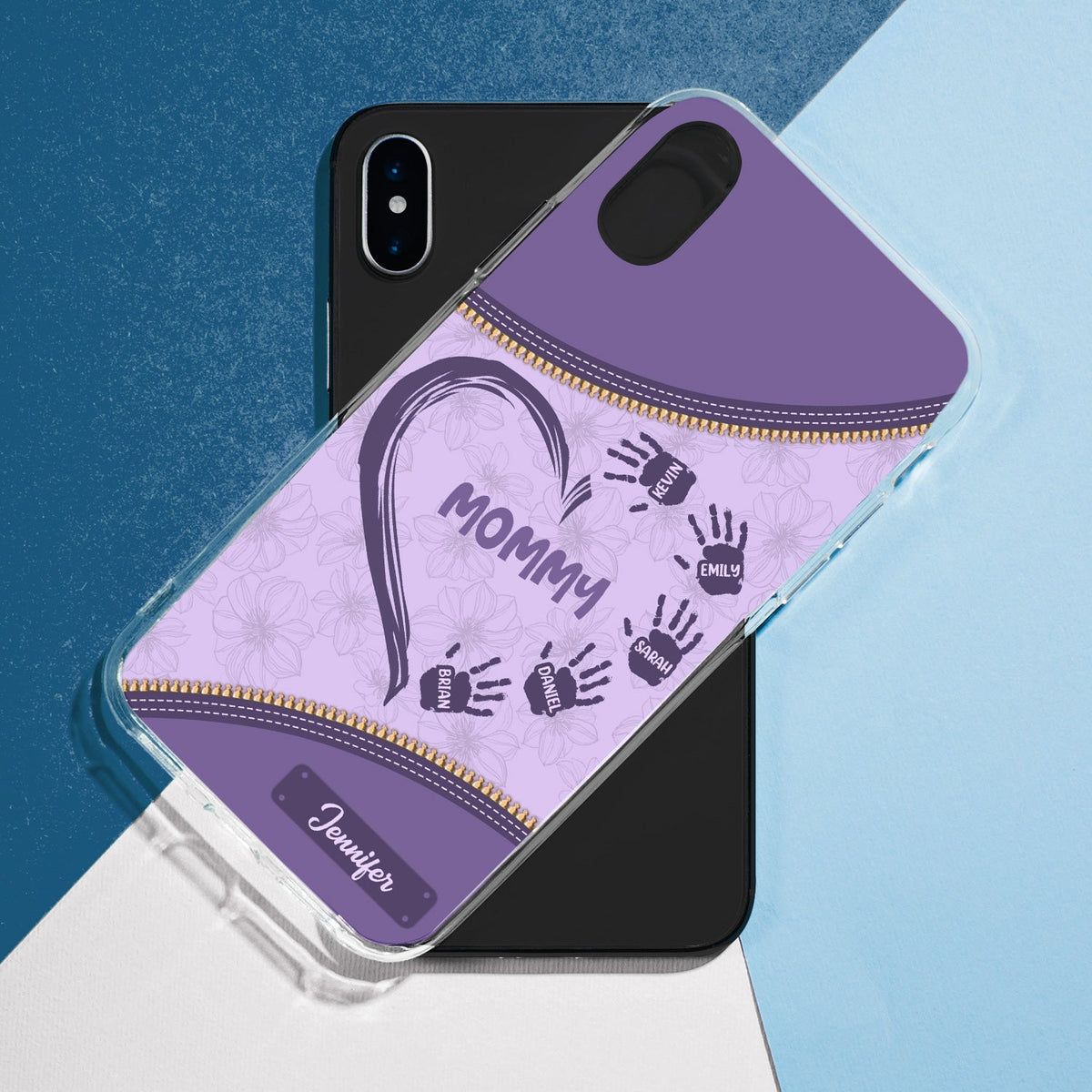 Grandma Mom Heart Kids' Handprints - Gift For Grandmother, Mother - Personalized Clear Phone Case