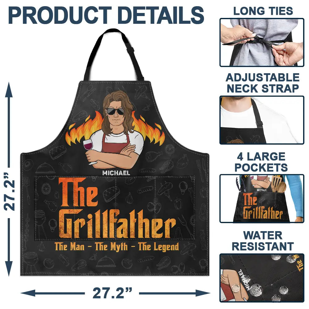 The Grillfather The Man The Myth The Legend - Personalized Apron