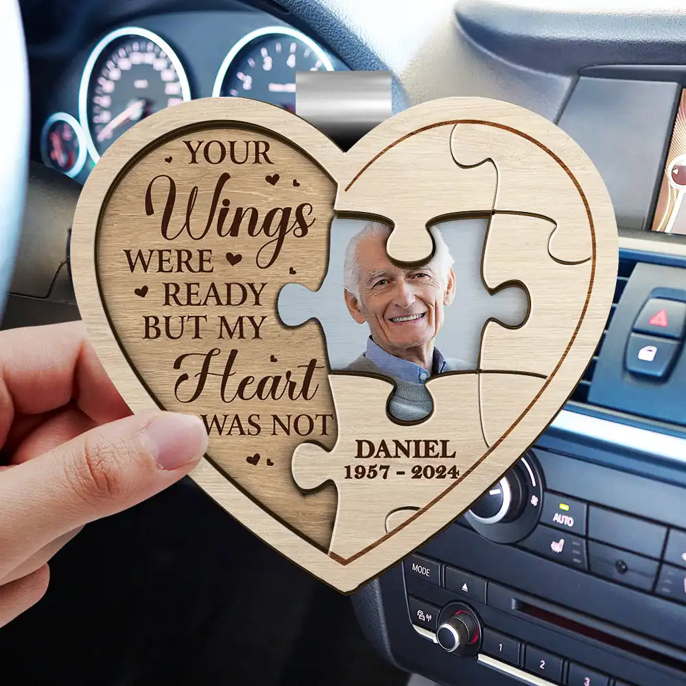 Custom Photo Memorial A Big Piece Of My Heart Lives In Heaven - Personalized Custom Shaped Car Visor Clip