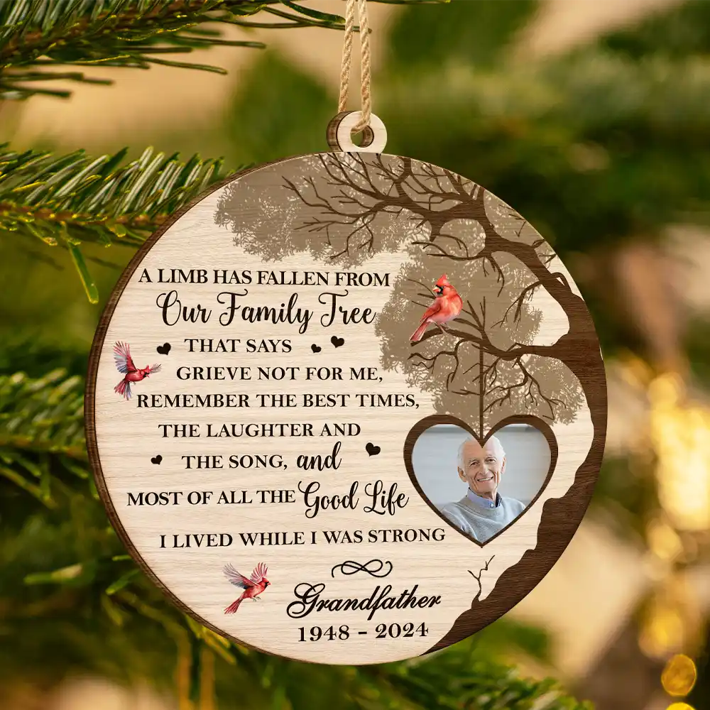 Custom Photo Memorial A Limb Has Fallen - Personalized Custom Shaped Wooden Ornament