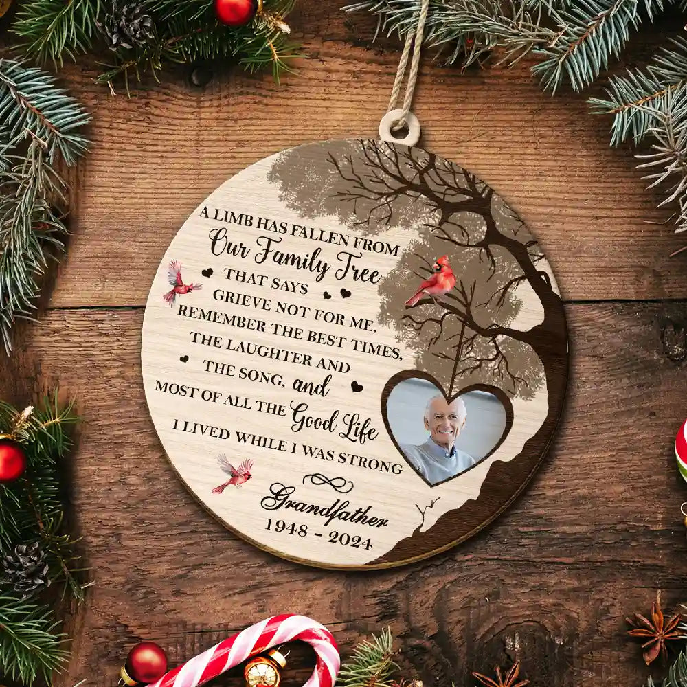 Custom Photo Memorial A Limb Has Fallen - Personalized Custom Shaped Wooden Ornament