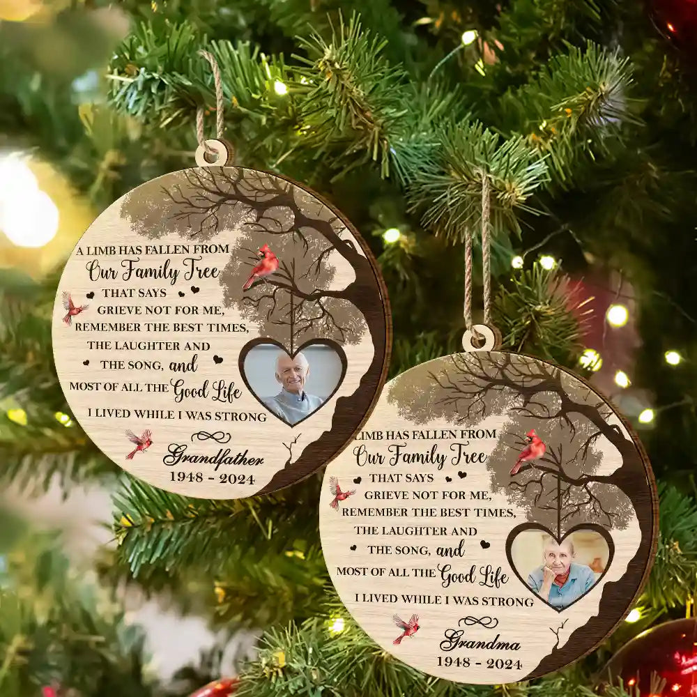 Custom Photo Memorial A Limb Has Fallen - Personalized Custom Shaped Wooden Ornament