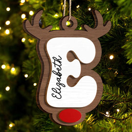 Reindeer Alphabet Christmas - Personalized 2-Layered Wooden Ornament