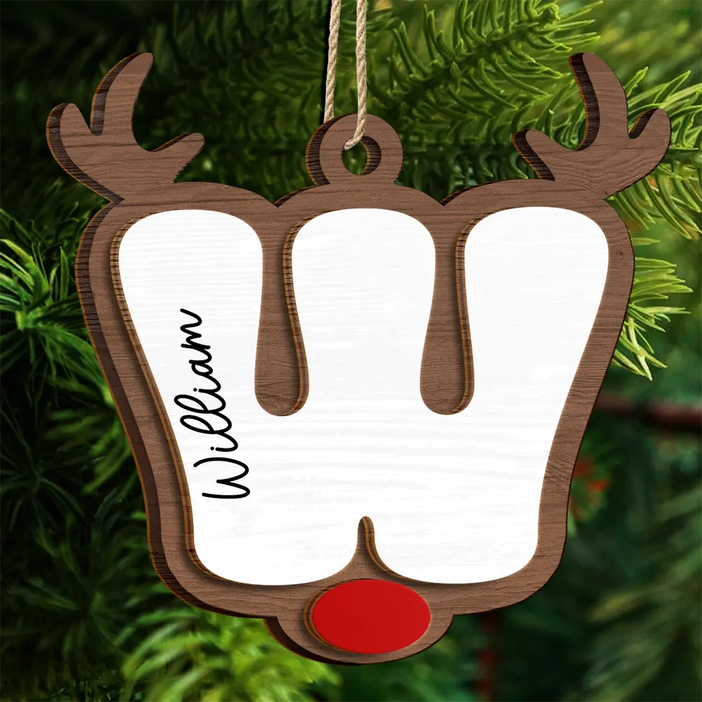 Reindeer Alphabet Christmas - Personalized 2-Layered Wooden Ornament