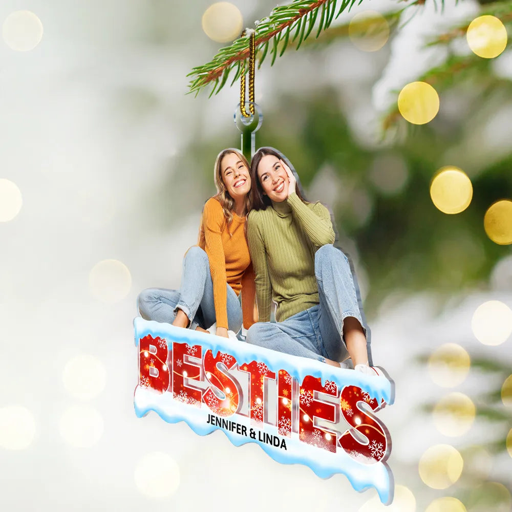 Custom Photo Family Besties Siblings Coworkers - Personalized Cutout Acrylic Ornament