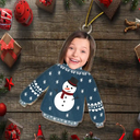 Custom Photo Funny Family Faces Hanging Christmas Sweater - Personalized Cutout Acrylic Ornament