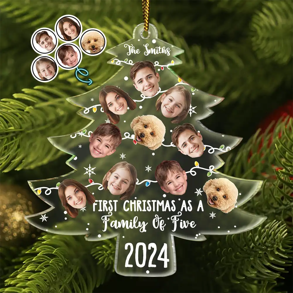 Family - Custom Photo First Christmas As A Family - Personalized Custom Shaped Acrylic Ornament