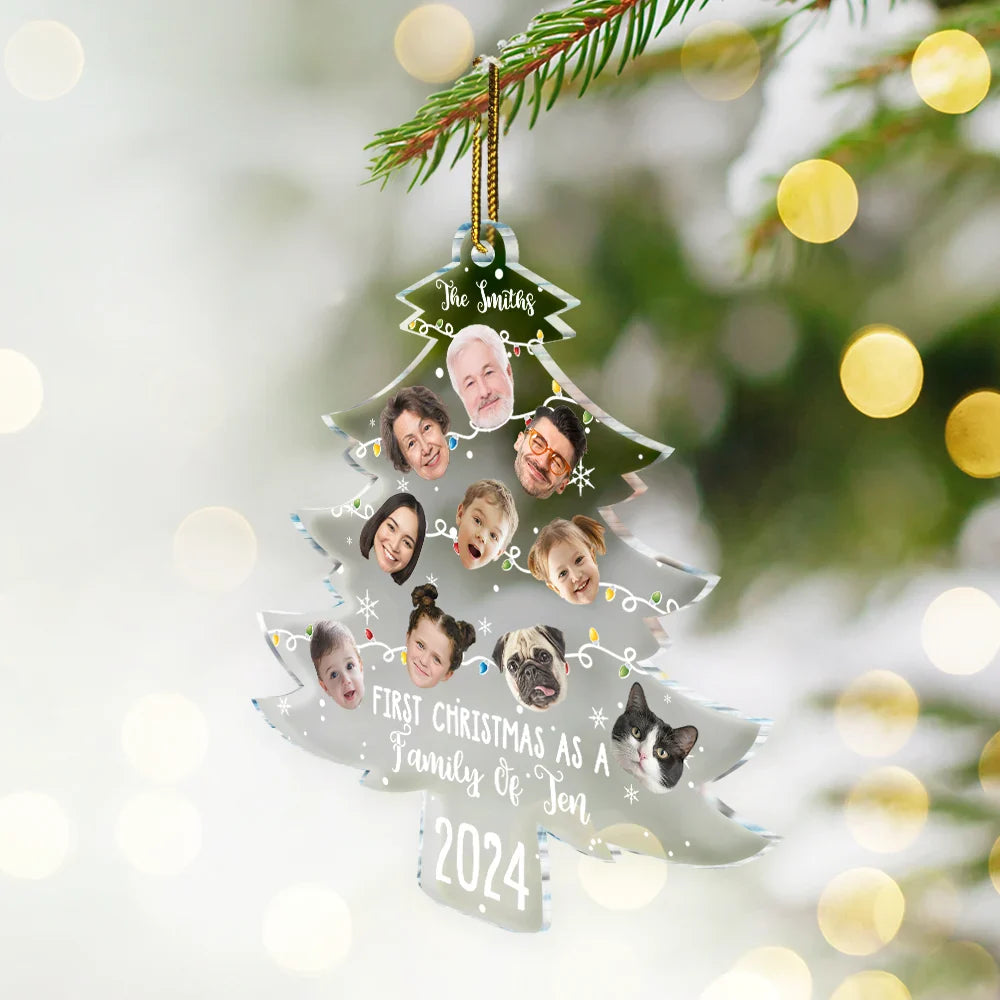 Family - Custom Photo First Christmas As A Family - Personalized Custom Shaped Acrylic Ornament