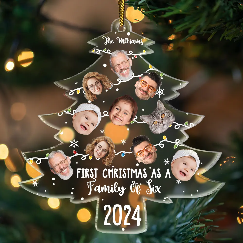 Family - Custom Photo First Christmas As A Family - Personalized Custom Shaped Acrylic Ornament