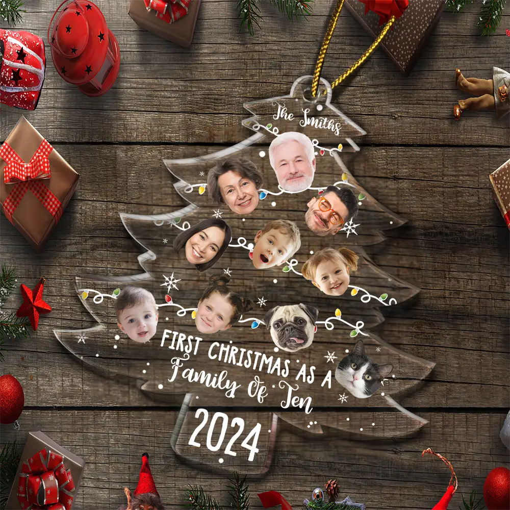 Family - Custom Photo First Christmas As A Family - Personalized Custom Shaped Acrylic Ornament