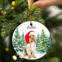 Pet Lovers - Custom Photo Dog Cat Christmas - Personalized Circle Ceramic Ornament