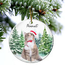 Pet Lovers - Custom Photo Dog Cat Christmas - Personalized Circle Ceramic Ornament