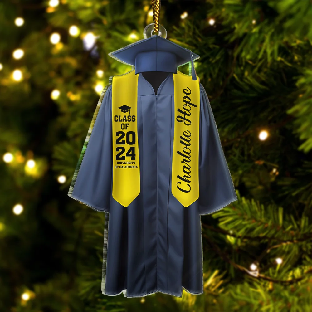 Continue Shopping,Christmas,Graduation,Happy- Graduation Gown - Personalized Custom Shaped Acrylic Ornament