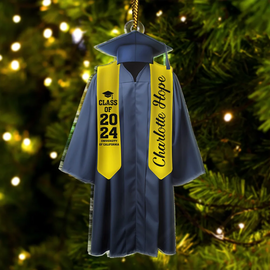 Continue Shopping,Christmas,Graduation,Happy- Graduation Gown - Personalized Custom Shaped Acrylic Ornament