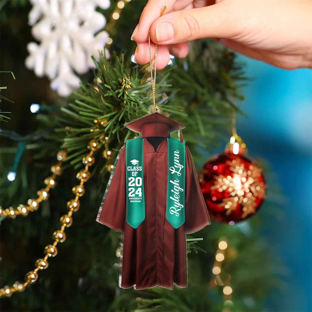 Continue Shopping,Christmas,Graduation,Happy- Graduation Gown - Personalized Custom Shaped Acrylic Ornament