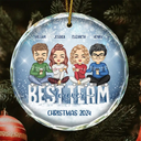 Gift For Bestie, Sibling, Colleagues - Christmas Best Team Besties Colleagues Forever - Personalized Circle Glass Ornament