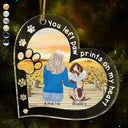 Christmas,Memorial,Pet Lovers,Dog Lovers,Sad - Memorial Dogs You Left Paw Prints On My Heart - Personalized Custom Shaped Acrylic Ornament