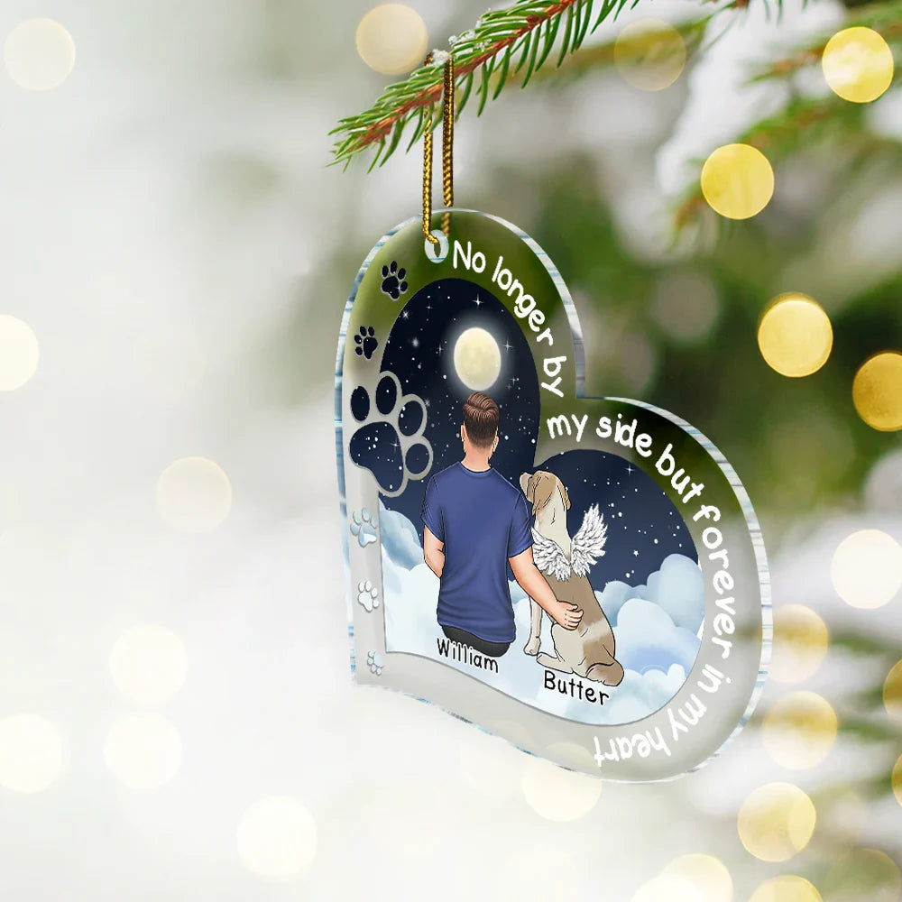 Christmas,Memorial,Pet Lovers,Dog Lovers,Sad - Memorial Dogs You Left Paw Prints On My Heart - Personalized Custom Shaped Acrylic Ornament