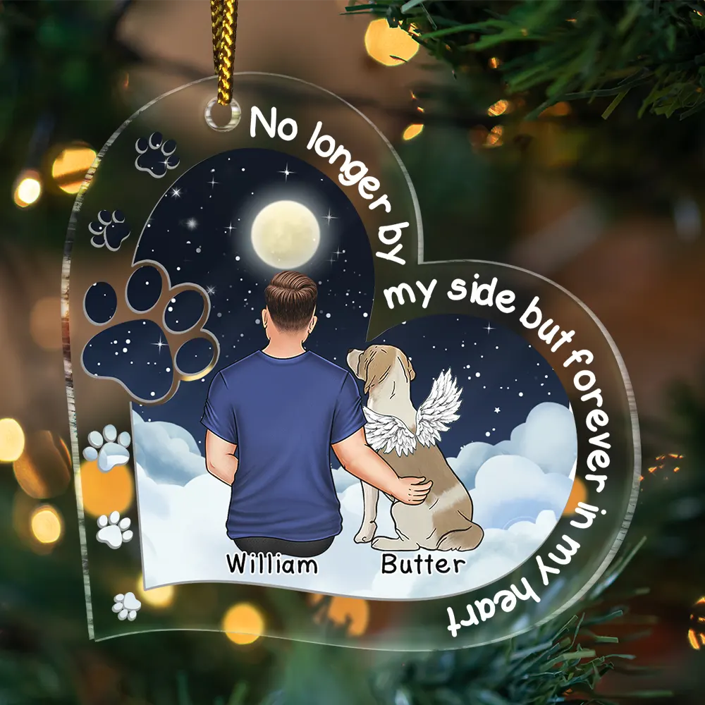 Christmas,Memorial,Pet Lovers,Dog Lovers,Sad - Memorial Dogs You Left Paw Prints On My Heart - Personalized Custom Shaped Acrylic Ornament