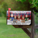 Family - Christmas Family Plaid Check Pattern - Personalized Mailbox Cover