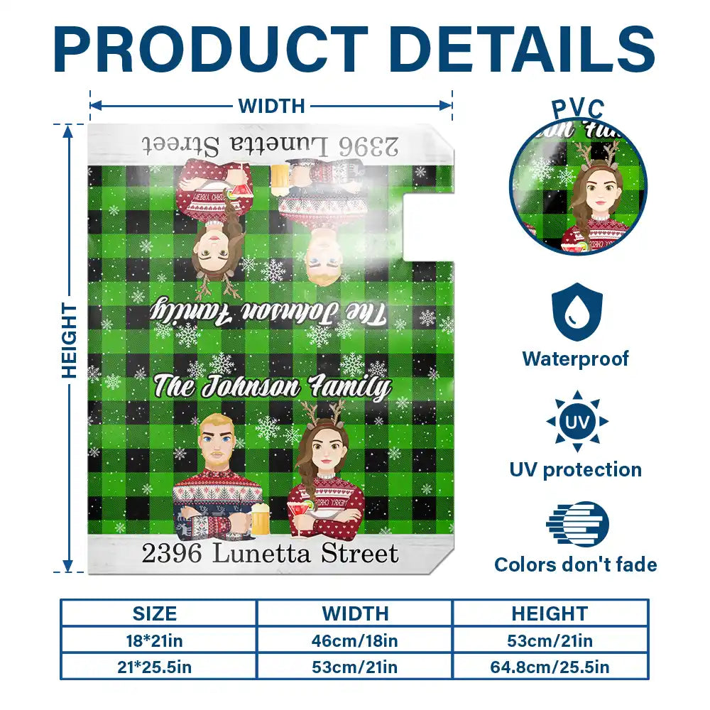 Family - Christmas Family Plaid Check Pattern - Personalized Mailbox Cover