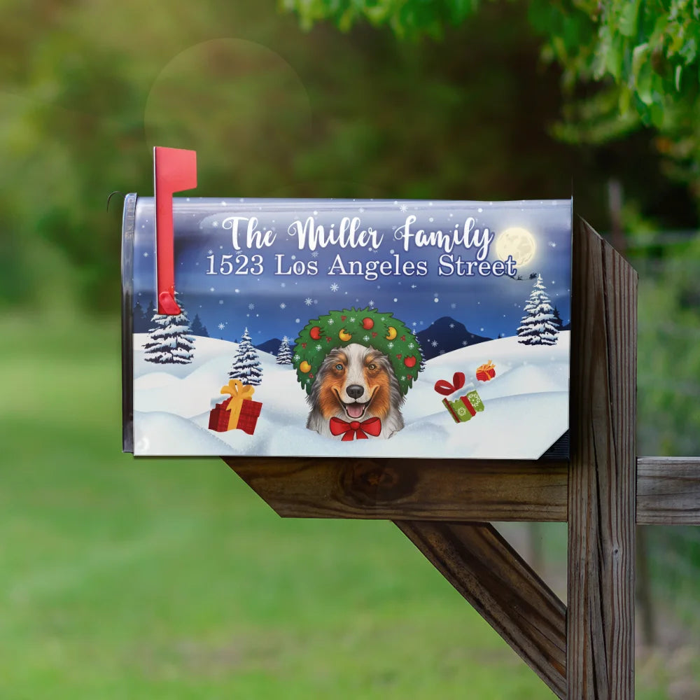 Christmas,Pet Lovers,Dog Lovers,Cat Lovers,Happy - Christmas Dogs Cats Pets - Personalized Mailbox Cover