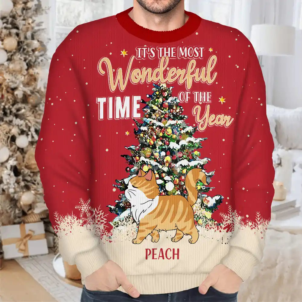 Cat Lovers - Christmas Funny Cats Walking In A Whisker Wonderland - Personalized Unisex Ugly Sweater