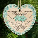 Gift For Couples, Gift For Husband, Gift For Wife, Gift For Boyfriend, Gift For Girlfriend - Holding Hand I Found My Missing Piece Couples - Personalized 2-Layered Wooden Ornament