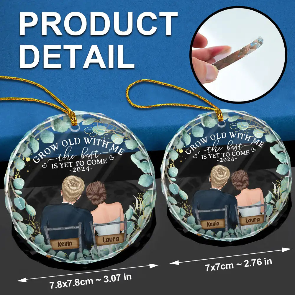 Gift For Couples - Newly Engaged Couple The Best Is Yet To Come - Personalized Circle Glass Ornament