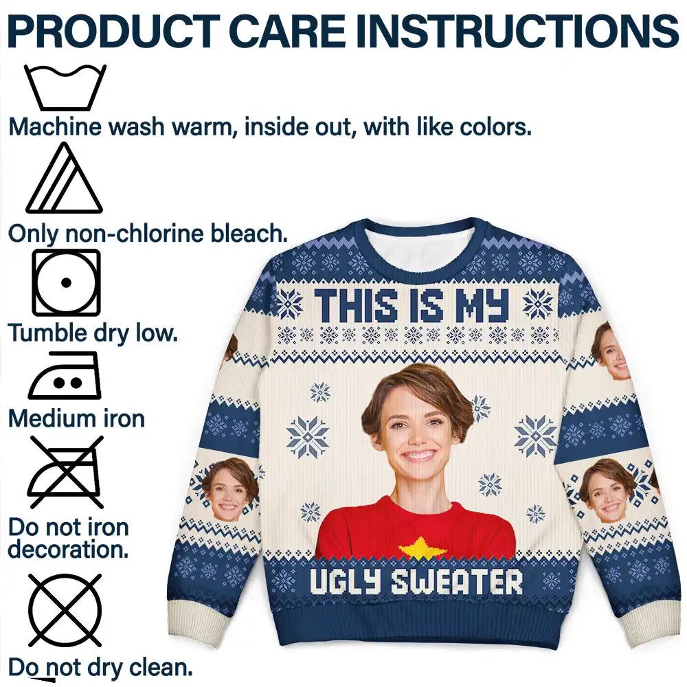 Gift For Yourself - Christmas Custom Photo This Is My Ugly Sweater - Personalized Unisex Ugly Sweater