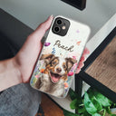 Continue Shopping,Custom Photo,Pet Lovers,Dog Lovers,Cat Lovers,Happy - Custom Photo Dog Cat Pet Watercolor Wildflowers - Personalized Clear Phone Case