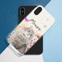 Continue Shopping,Custom Photo,Pet Lovers,Dog Lovers,Cat Lovers,Happy - Custom Photo Dog Cat Pet Watercolor Wildflowers - Personalized Clear Phone Case