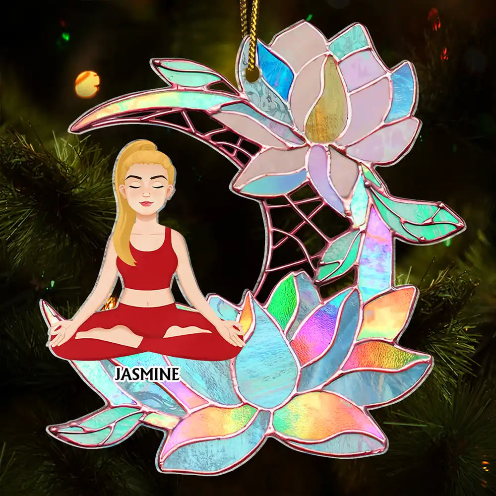 Yoga, Gift For Yourself - Yoga Lover On Lotus Moon - Personalized Cutout Acrylic Ornament