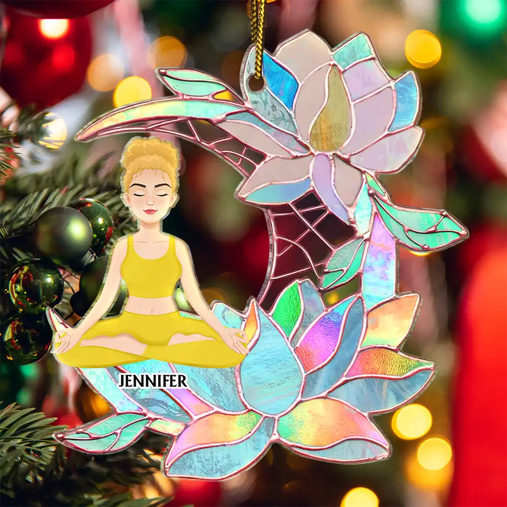 Yoga, Gift For Yourself - Yoga Lover On Lotus Moon - Personalized Cutout Acrylic Ornament