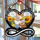 Memorial,Pet Lovers,Dog Lovers,Cat Lovers,Sad - Memorial Dogs Cats Friends Furever A Bond Can't Be Broken - Personalized Window Hanging Suncatcher Ornament