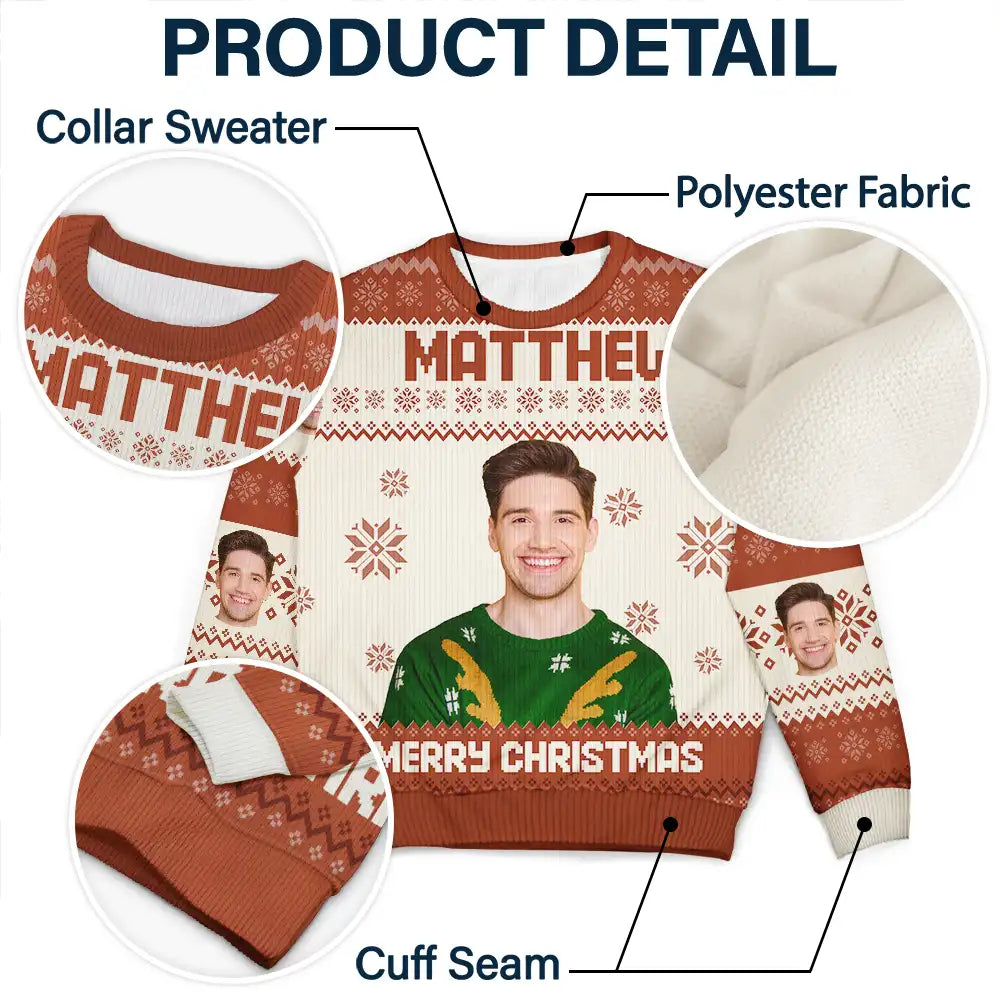 Family - Custom Photo Christmas Family Matching Sweater - Personalized Unisex Ugly Sweater